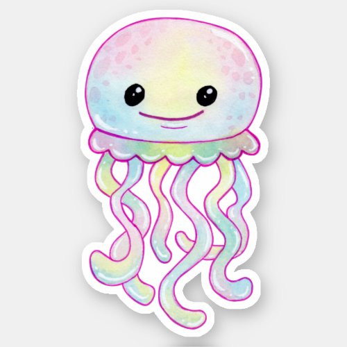 Cute Rainbow Watercolour Jellyfish Sticker