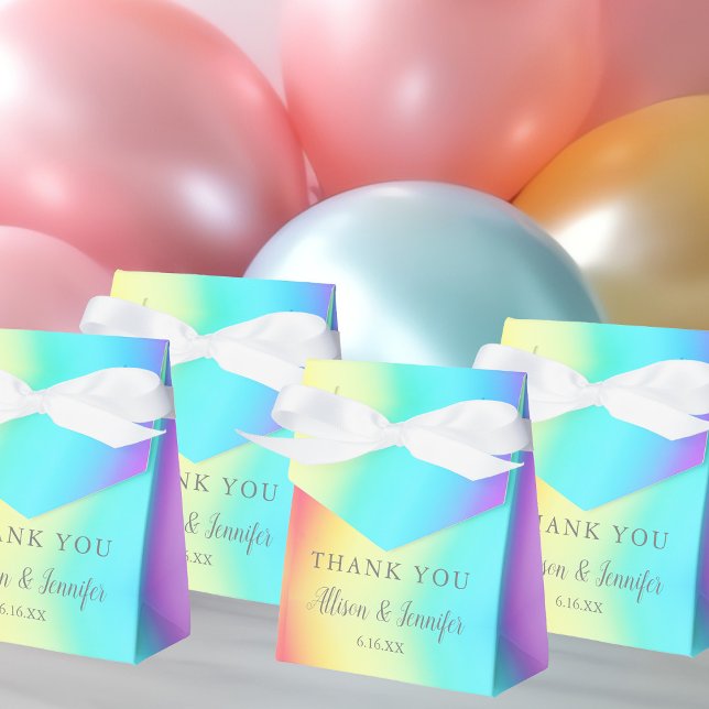 Cute Rainbow Wedding Personalized Thank You Favor Boxes (Creator Uploaded)