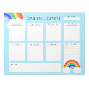 Cute Rainbow Weekly Planner Notepad