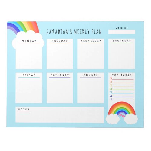 Cute Rainbow Weekly Planner Notepad