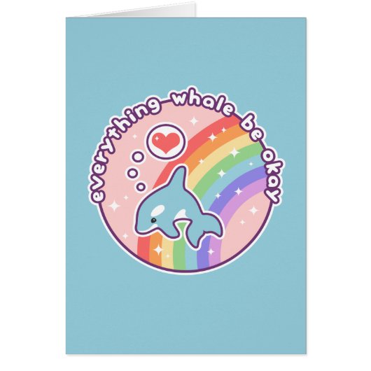 Cute Rainbow Whale Cards (Front)