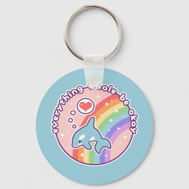 Cute Rainbow Whale Keychain (Front)