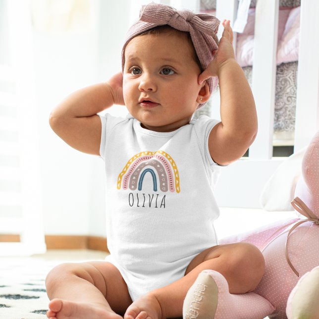 Cute Rainbow With Boho Style - Gift for Baby's Baby Bodysuit (Creator Uploaded)