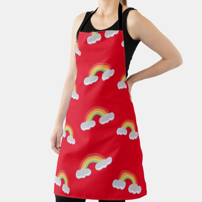 Cute Rainbow with Clouds Pattern Apron (Insitu)