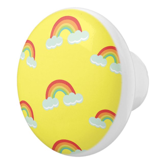 Cute Rainbow with Clouds Pattern Ceramic Knob (Right)