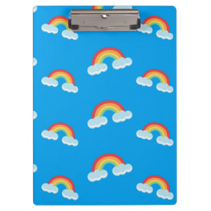 Cute Rainbow with Clouds Pattern Clipboard