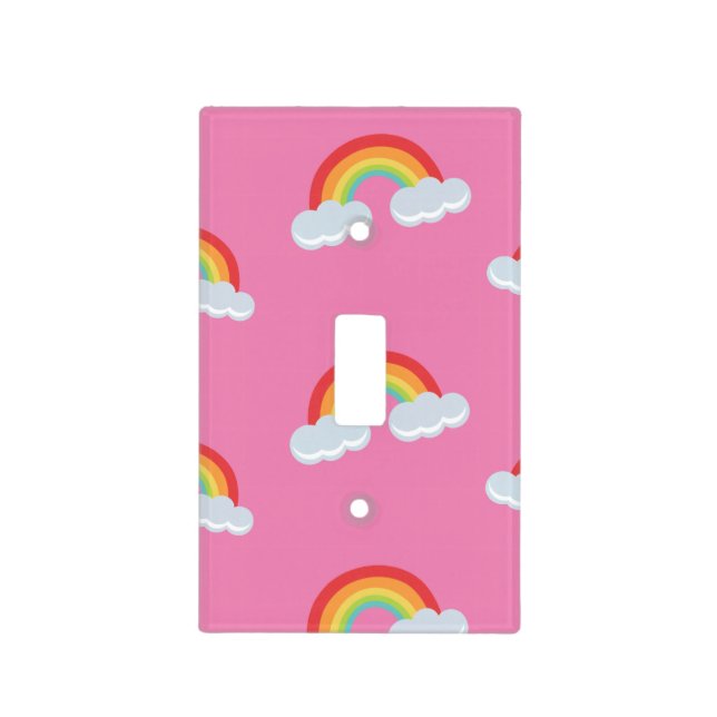 Cute Rainbow with Clouds Pattern Light Switch Cover (Front)