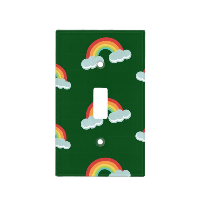 Cute Rainbow with Clouds Pattern Light Switch Cover (Front)