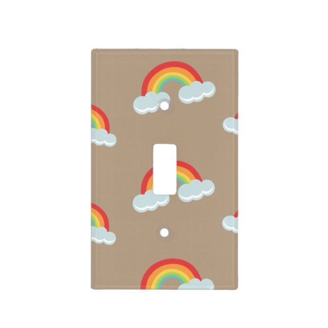 Cute Rainbow with Clouds Pattern Light Switch Cover (Front)