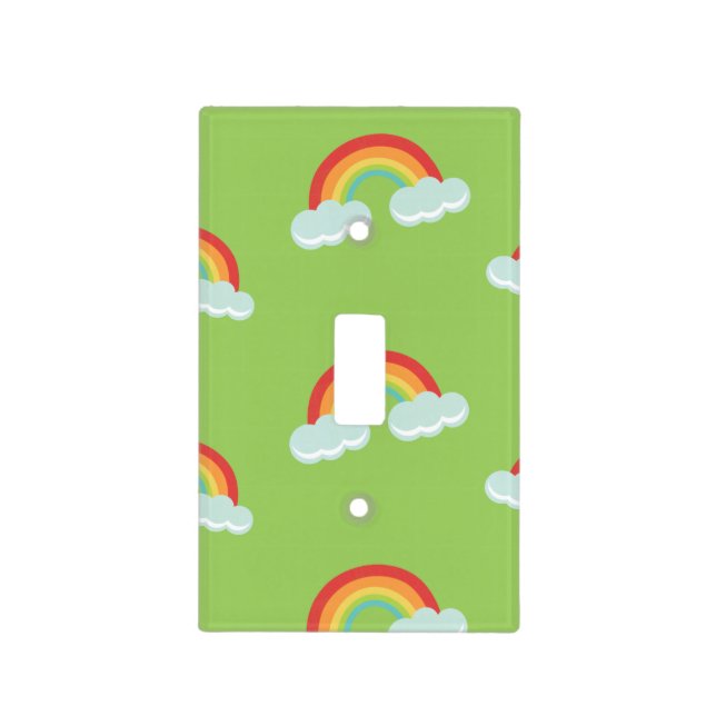 Cute Rainbow with Clouds Pattern Light Switch Cover (Front)