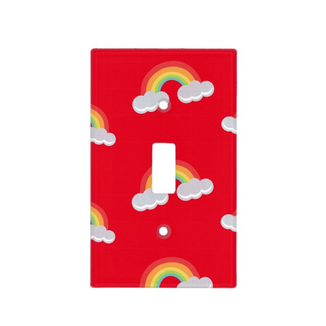 Cute Rainbow with Clouds Pattern Light Switch Cover (Front)