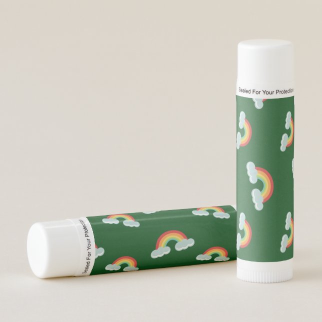 Cute Rainbow with Clouds Pattern Lip Balm (Front)