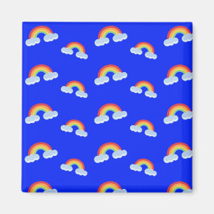 Cute Rainbow with Clouds Pattern Magnet