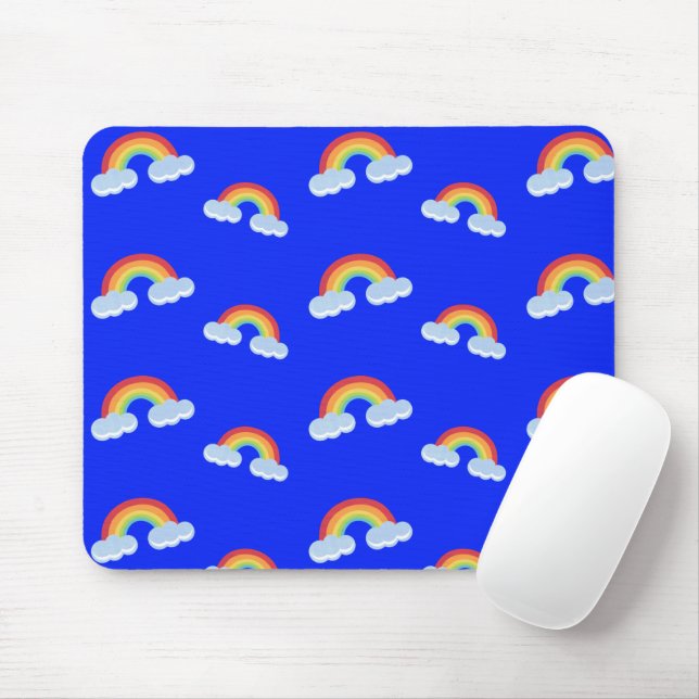 Cute Rainbow with Clouds Pattern Mouse Pad (With Mouse)