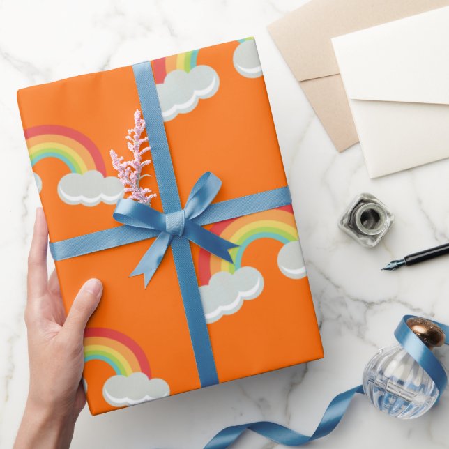 Cute Rainbow with Clouds Pattern Wrapping Paper (Gifting)
