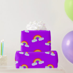 Cute Rainbow with Clouds Pattern Wrapping Paper