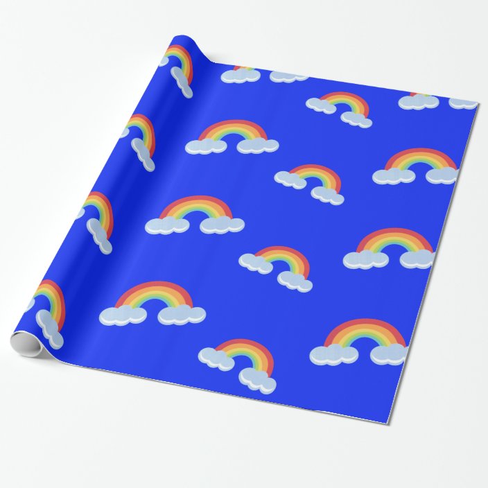Cute Rainbow with Clouds Pattern Wrapping Paper