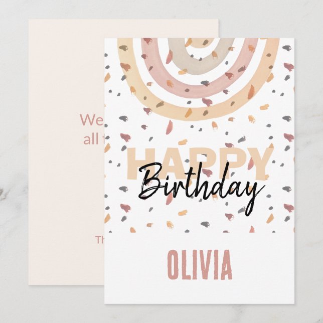 Cute Rainbow With Splash Flakes Watercolor Card (Front/Back)