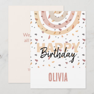 Cute Rainbow With Splash Flakes Watercolor Card