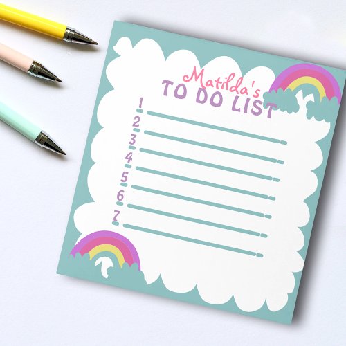 Cute Rainbows and Clouds Color Changeable SVG Notepad