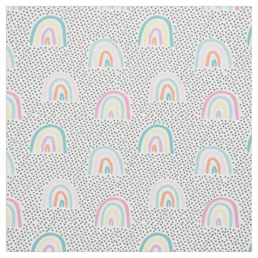 Cute rainbows and tiny dots in pastel colors fabric