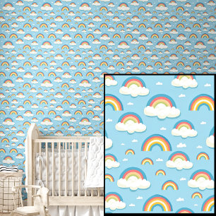 Cute Rainbows & Clouds on Blue Sky  Wallpaper