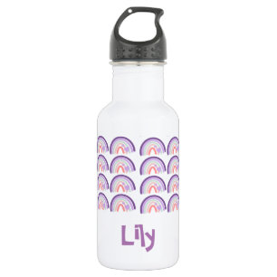 Cute Rainbows Colorful Purple Tones Stainless Steel Water Bottle