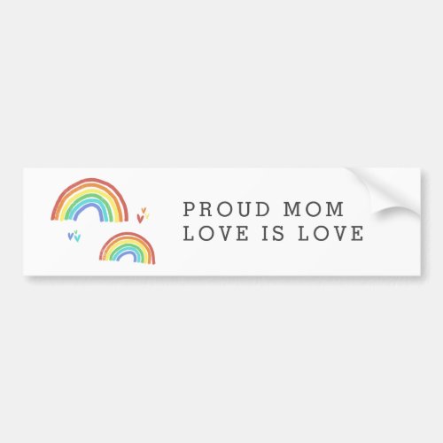Cute Rainbows  Hearts Love Is Love Gay Pride Bumper Sticker