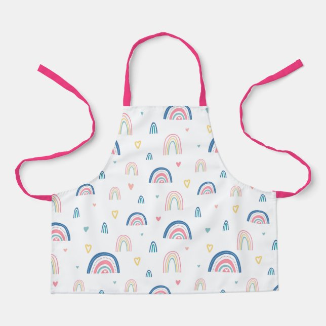 Cute Rainbows & Hearts Pattern Apron (Front)