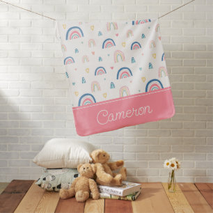 Cute Rainbows & Hearts Pattern Baby Blanket