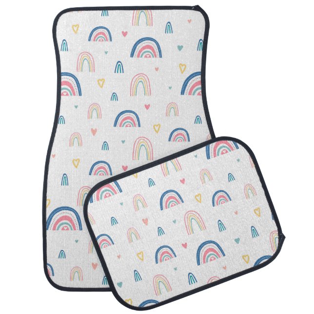 Cute Rainbows & Hearts Pattern Car Floor Mat (Set)