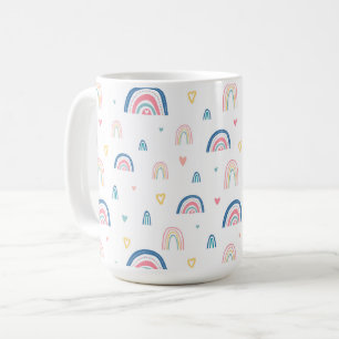 Cute Rainbows & Hearts Pattern Coffee Mug