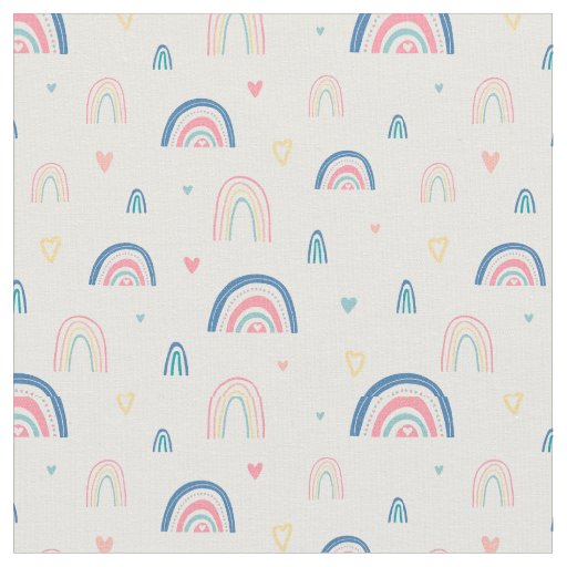 Cute Rainbows & Hearts Pattern Fabric
