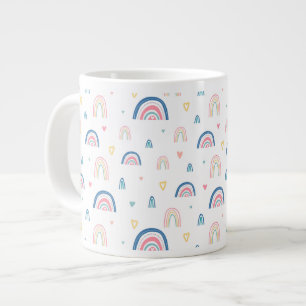 Cute Rainbows & Hearts Pattern Giant Coffee Mug