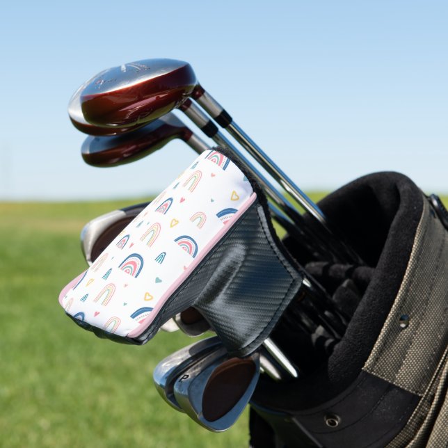 Cute Rainbows & Hearts Pattern Golf Head Cover (In Situ)