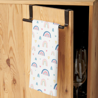 Cute Rainbows & Hearts Pattern Kitchen Towel