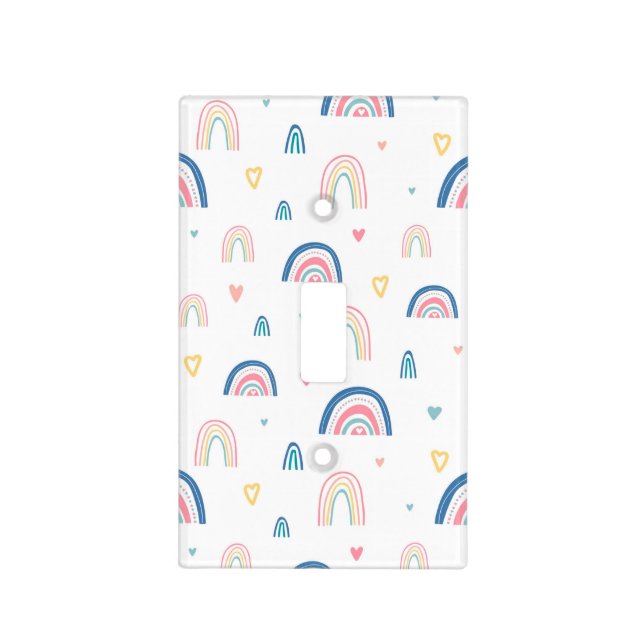 Cute Rainbows & Hearts Pattern Light Switch Cover (Front)