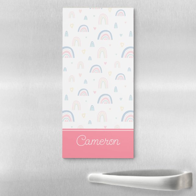 Cute Rainbows & Hearts Pattern Magnetic Notepad (In Situ)