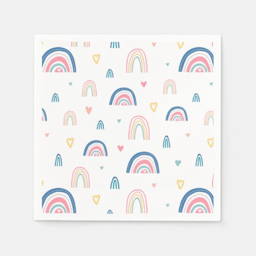 Cute Rainbows  Hearts Pattern Napkins