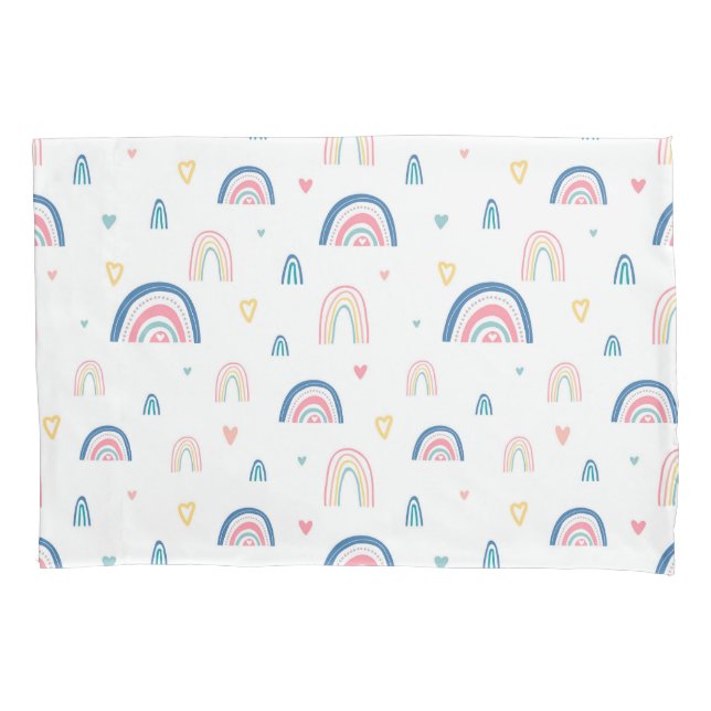 Cute Rainbows & Hearts Pattern Pillow Case (Front)