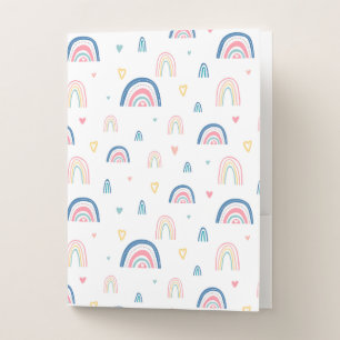 Cute Rainbows & Hearts Pattern Pocket Folder