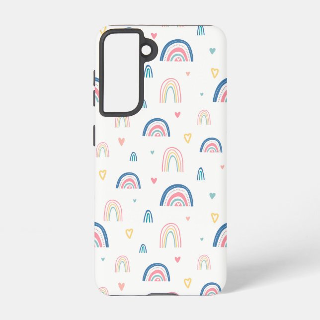 Cute Rainbows & Hearts Pattern Samsung Galaxy Case (Back)