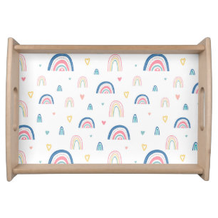 Cute Rainbows & Hearts Pattern Serving Tray