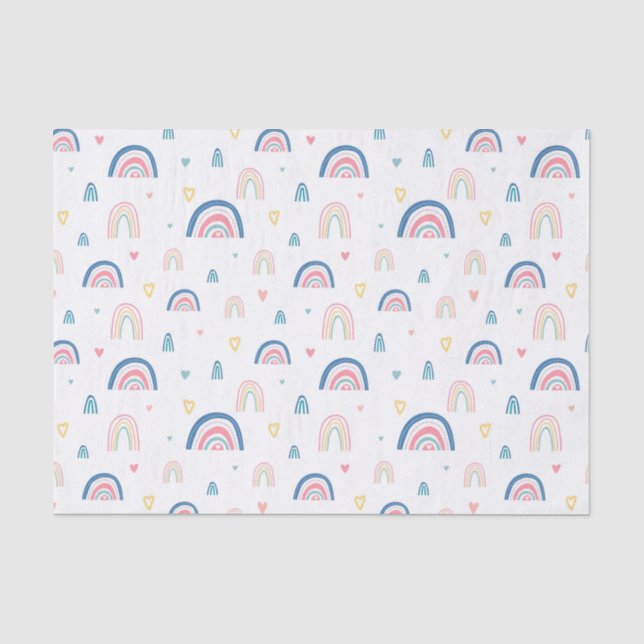 Cute Rainbows & Hearts Pattern Tissue Paper (Front)