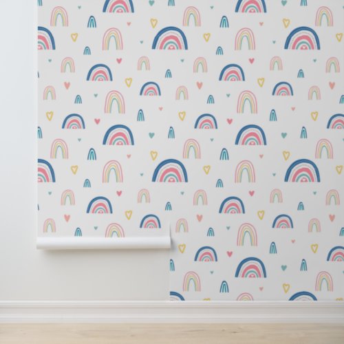 Cute Rainbows  Hearts Pattern Wallpaper