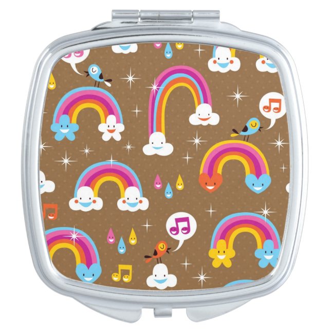 cute rainbows pattern compact mirror (Front)