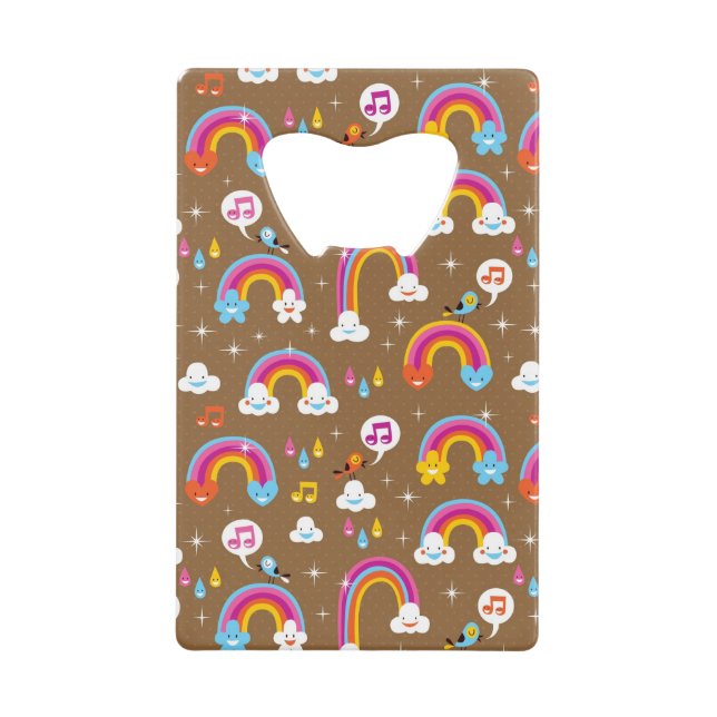 cute rainbows pattern credit card bottle opener (Front)
