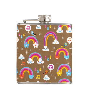 cute rainbows pattern flask