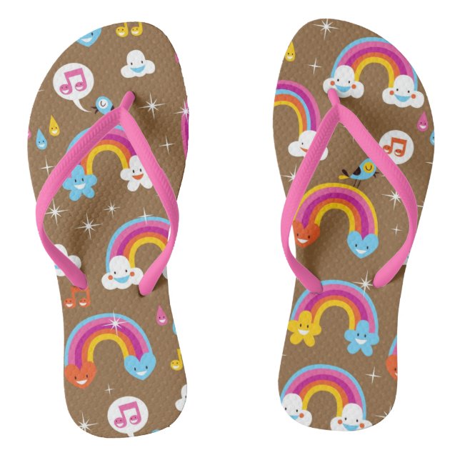 cute rainbows pattern flip flops (Footbed)