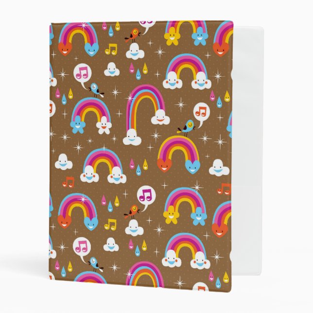 cute rainbows pattern mini binder (Front/Inside)